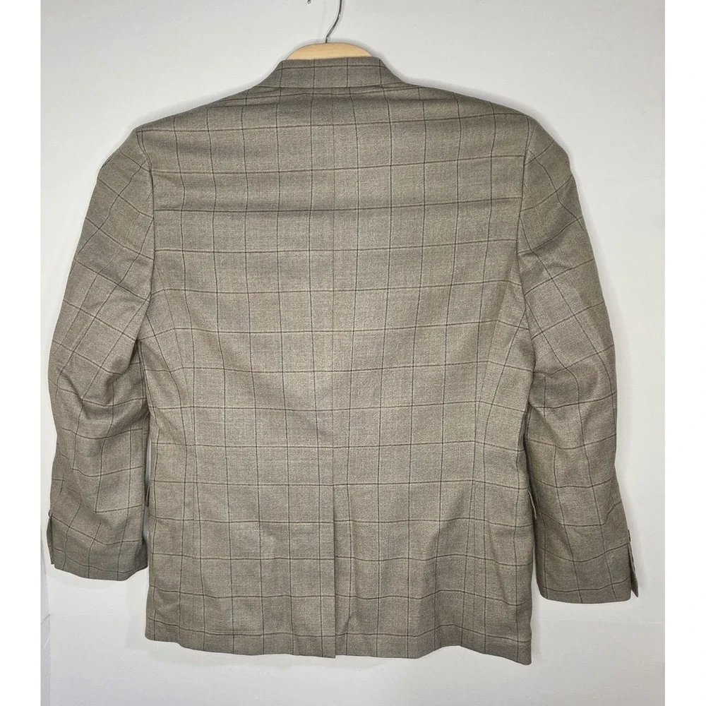 Lauren Ralph Lauren Mens‎ Size 40R Silk Blend Brown Check Blazer